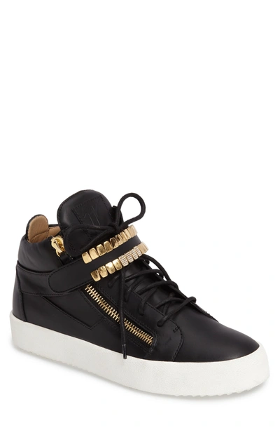 Shop Giuseppe Zanotti Mid Top Sneaker In Black