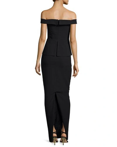 Shop Black Halo La Reina Off-the-shoulder Gown In Black