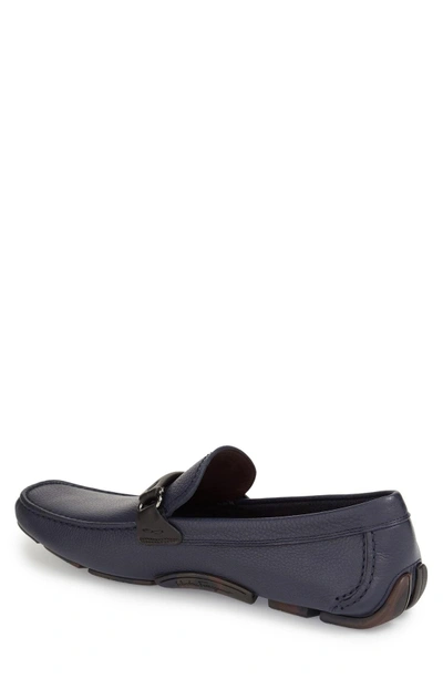 Shop Ferragamo Granprix Driving Shoe In Blue Marin Leather