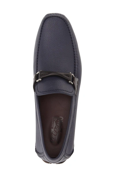 Shop Ferragamo Granprix Driving Shoe In Blue Marin Leather