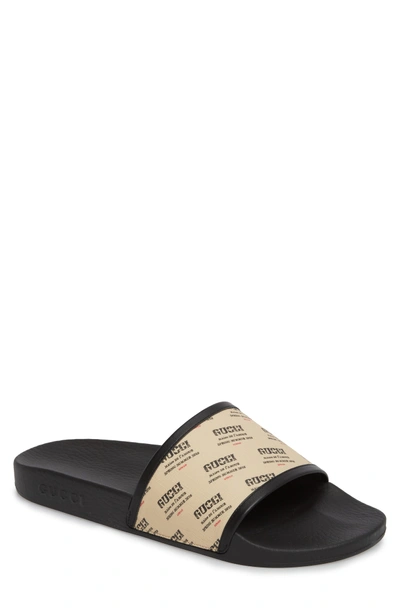 Shop Gucci Pursuit Invite Slide Sandal In Black Patino