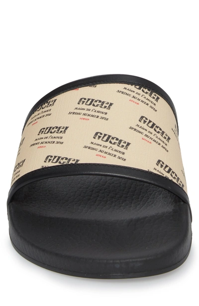 Shop Gucci Pursuit Invite Slide Sandal In Black Patino