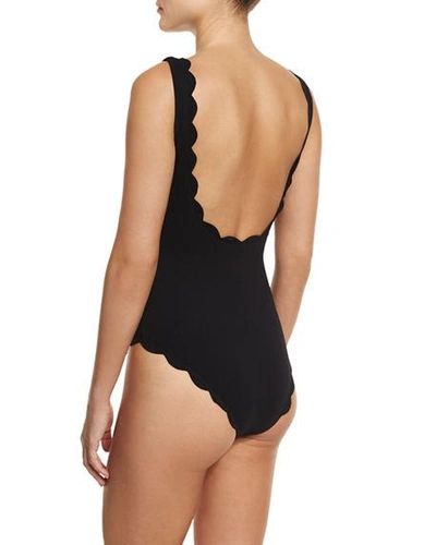 Shop Marysia Palm Springs Scalloped One-piece Swimsuit In Black