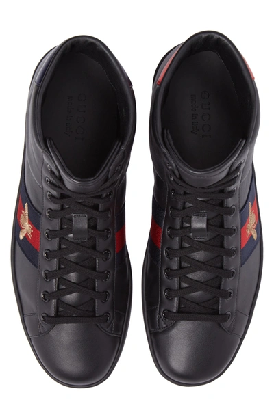 Shop Gucci New Ace High Top Sneaker In Black