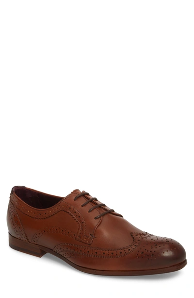 Shop Ted Baker Granet Wingtip In Tan Leather