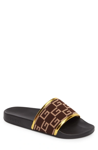 Shop Gucci Pursuit Slide Sandal In Brown