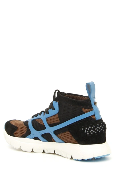 Shop Valentino Sound High Sneaker In Army Green/ Nero/ Pool Blue