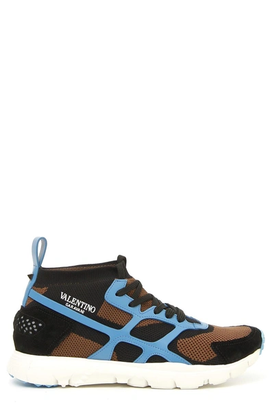Shop Valentino Sound High Sneaker In Army Green/ Nero/ Pool Blue