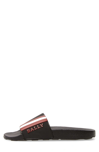 Shop Bally Saxor Slide Sandal In Black/ Garnet