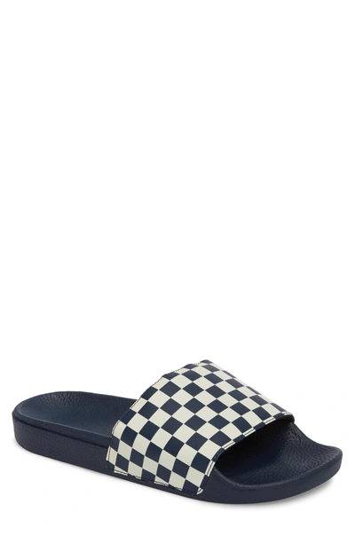 Shop Vans 'slide-on' Slide Sandal In Dress Blues Checkerboard