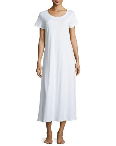 Shop P Jamas Butterknit Short-sleeve Long Gown In White