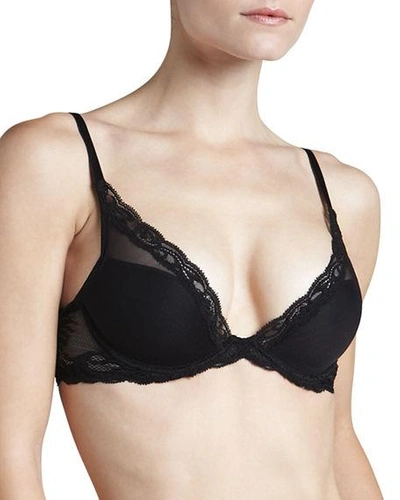 Shop Natori Feathers Contour Plunge Bra In Black