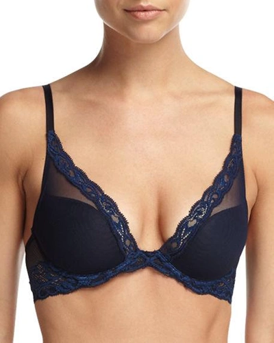 Shop Natori Feathers Contour Plunge Bra In Midnight