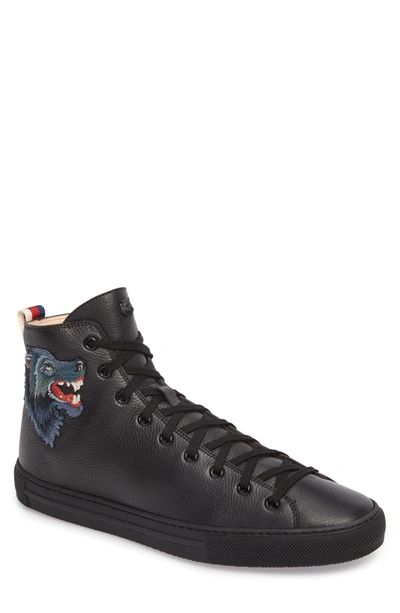 Shop Gucci Major Angry Wolf Sneaker In Black