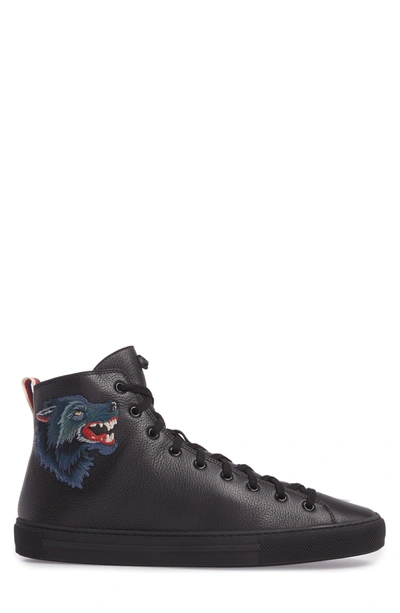 Shop Gucci Major Angry Wolf Sneaker In Black