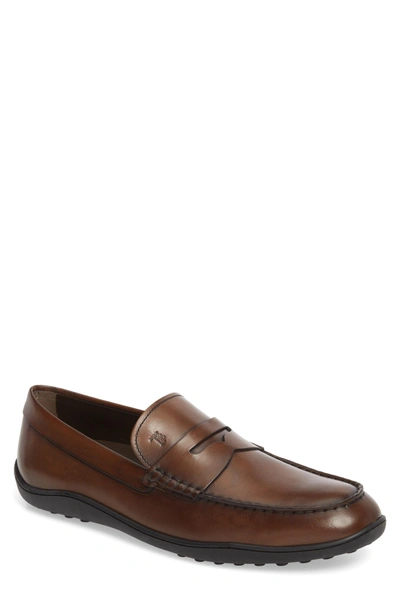 Shop Tod's Owen Penny Loafer In Brown