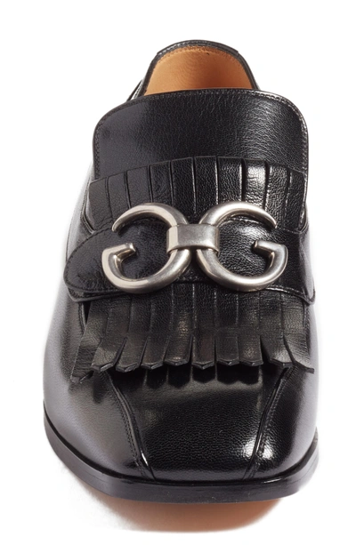 Shop Gucci Novel Marmont Kiltie Loafer In Nero Leather