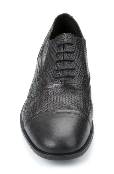 Shop Geox Bryceton Textured Cap Toe Oxford In Black Leather