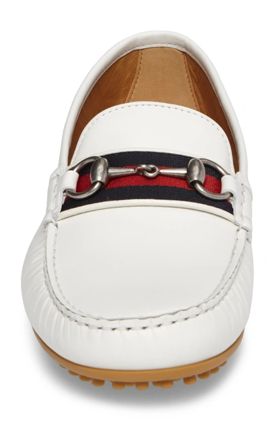 Shop Gucci Kanye Bit Driving Loafer In White Leather