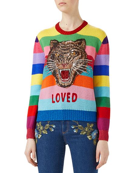 gucci striped tiger sweater