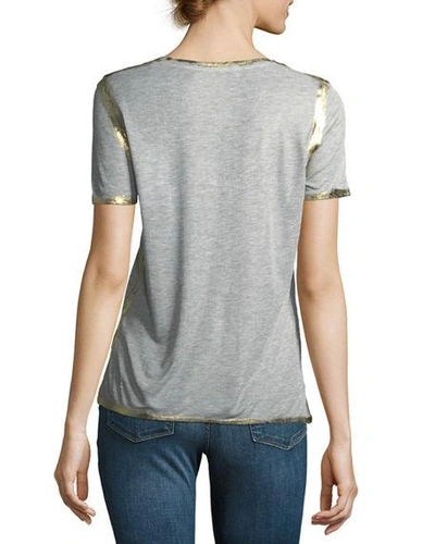 Shop Zadig & Voltaire Tino Golden Foil V-neck Short-sleeve Tee In Gray