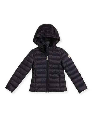 Shop Moncler Iraida Hooded Lightweight Down Puffer Jacket In Navy