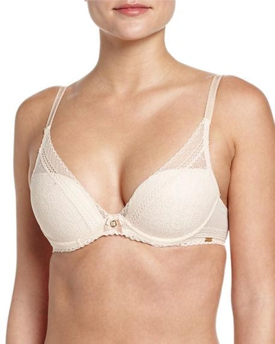 Shop Chantelle Festivite Lace Plunge Bra, Bright Pink In Nude Blush