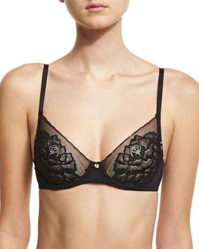 Shop Natori Flora Contour Underwire Bra In Black