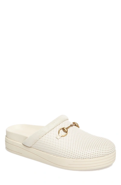 Shop Gucci Horsebit Perforated Leather Slipper In White