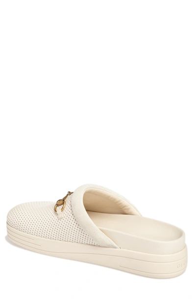 Shop Gucci Horsebit Perforated Leather Slipper In White