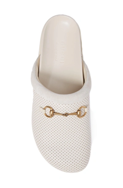 Shop Gucci Horsebit Perforated Leather Slipper In White