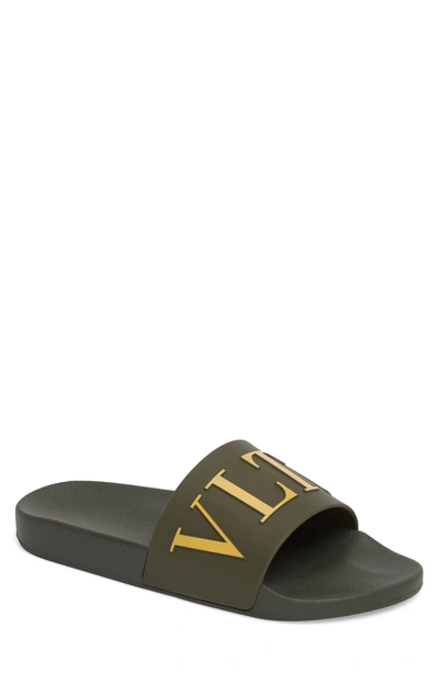 Shop Valentino Slide Sandal In Olive/ Senape