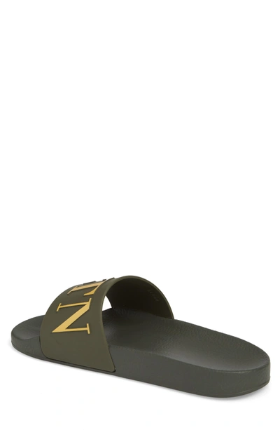 Shop Valentino Slide Sandal In Olive/ Senape