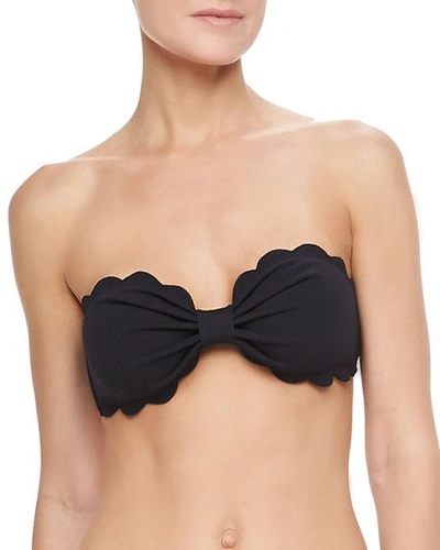 Shop Marysia Antibes Scalloped Bandeau Swim Top In Black