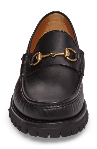 Shop Gucci Alfons Lug Bit Loafer In Nero