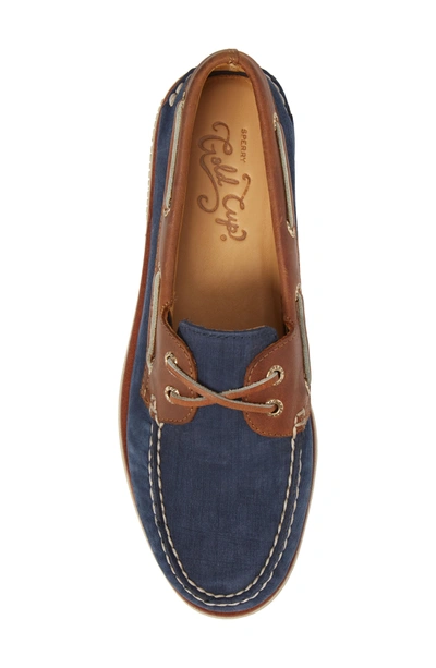 Shop Sperry Gold Cup - Authentic Original Boat Shoe In Navy/ Tan Leather Nubuck