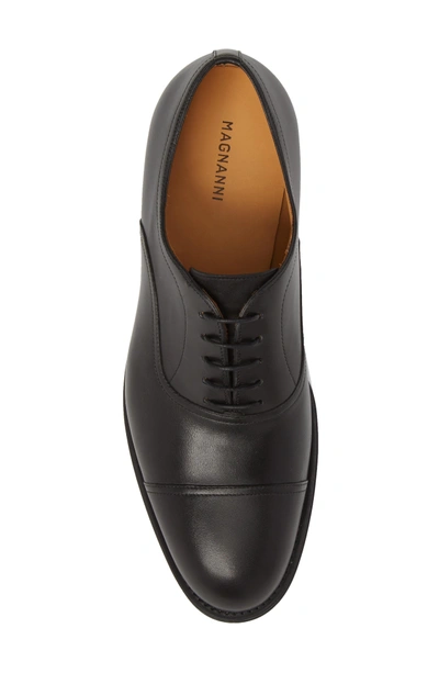 Shop Magnanni Tadeo Cap Toe Oxford In Black Leather