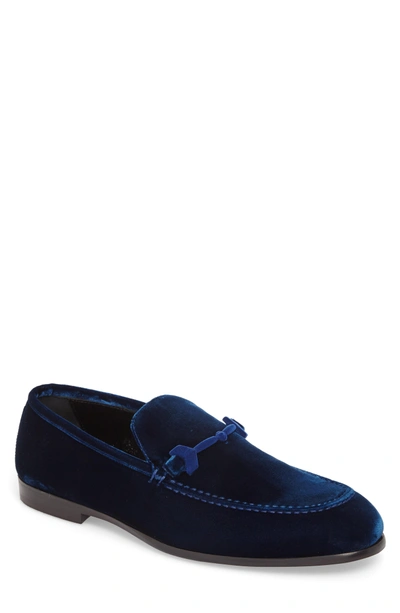 Shop Jimmy Choo Marti Velvet Bit Loafer In Navy