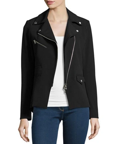 Shop Veronica Beard Hadley Zip-front Scuba Jacket In Black