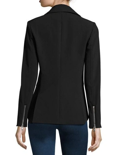 Shop Veronica Beard Hadley Zip-front Scuba Jacket In Black