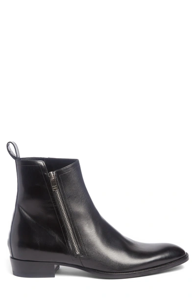 Shop Saint Laurent Wyatt Side Zip Boot In Nero Leather