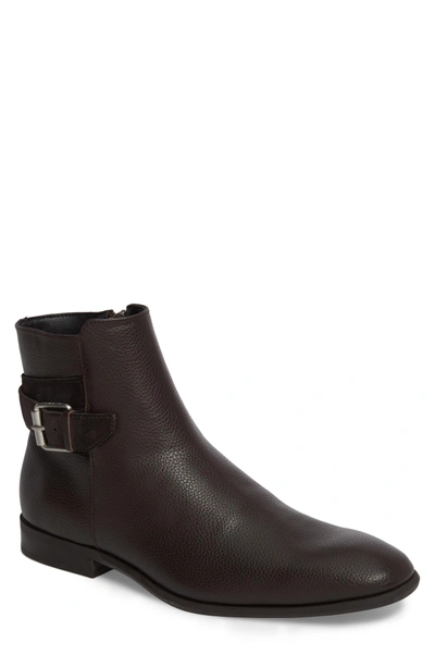 Shop Calvin Klein Lorenzo Buckle Boot In Dark Brown