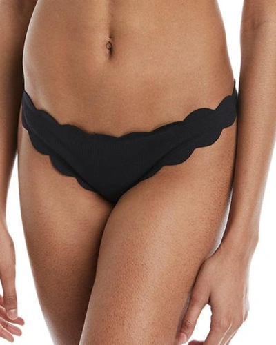 Shop Marysia Antibes Scalloped Swim Bikini Bottom In Black