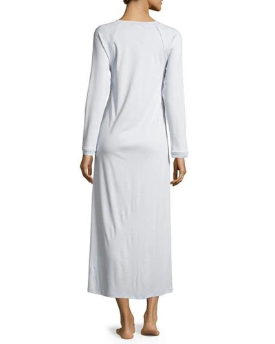 Shop Hanro Pure Essence Long-sleeve Nightgown In Off White