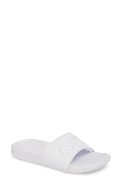 Shop Nike Benassi Jdi Customizable Slide Sandal In White/ White