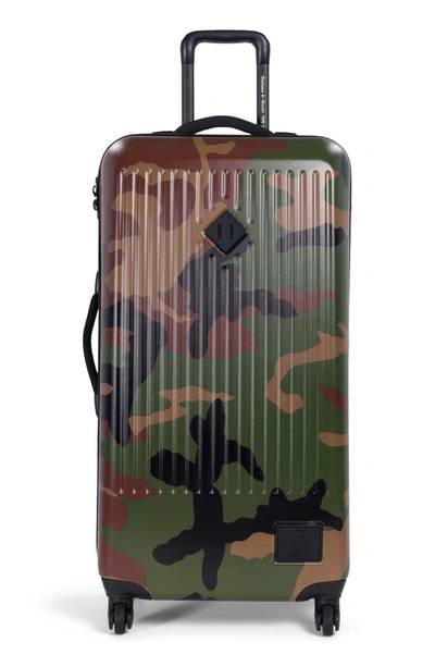 Shop Herschel Supply Co Trade 34-inch Large Wheeled Packing Case - Green In Woodland Camo