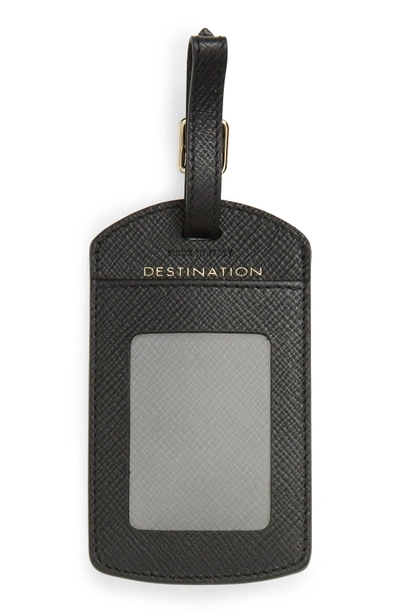 Shop Smythson Panama Home/destination Calfskin Leather Luggage Label - Black