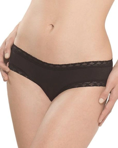 Shop Natori Bliss Girl Lace-trim Bikini Briefs In Black