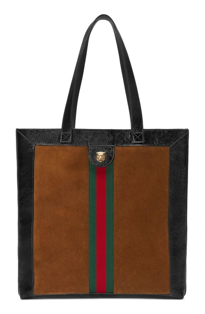 Shop Gucci Small Suede Tote Bag - Black