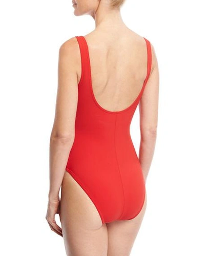 Shop Karla Colletto Twist Underwire One-piece Swimsuit (d+ Cup) In Red